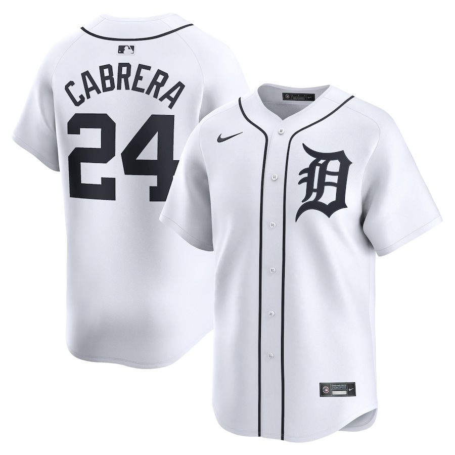 Men Detroit Tigers #24 Miguel Cabrera Nike White Home Limited Player MLB Jersey->customized mlb jersey->Custom Jersey